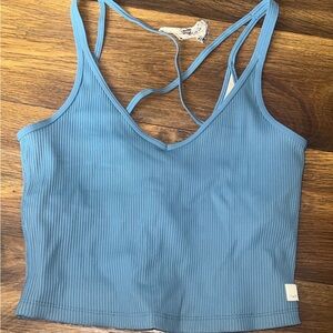 Vuori Blue Ribbed Crop Tank Top  - Medium